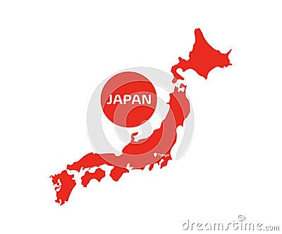 Japan map silhouette with capital Tokyo logo design. æ—¥æœ¬åœ°å›³ã®ã‚¤ãƒ©ã‚¹ãƒˆ. World map, infographic elements. Vector Illustration